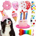 lilfrd 9Pcs Pink Dog Birthday Toy Set, Squeaky Hat Bandana Gift for Dogs - style: Pink Birthday Pack