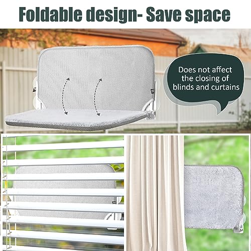 Sunhoo Cat Window Hammock Perch Cordless Perches Window Sill Seat Bed Foldable Stable Lounger Upgraded Suction Cup Easy Assembly Indoor Cats Kitty Shelf Hold Up to 55lbs (Light Gray, M) - color: light gray, size: M