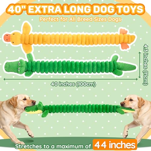 LECHONG 2-Pack 40” Extra-Long Squeaky Dog Toys for Large Dogs, Soft Chew Plush Stuffed Animal Dogs Toy, Interactive Tug-of-War Dog Toys for All Dogs to Keep Them Busy