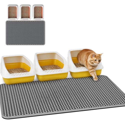 Powools Cat Litter Mat, 46 x 35 in, Waterproof, Non-Slip, Grey - color: Grey, size: 46 x 35 Inch