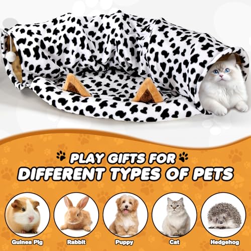 Spardar 2-in-1 Bunny Tunnel Bed, with Removable Mat Hideout, Cow - color: Cow