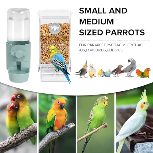 lemtrflo No Mess Bird Feeder Water Dispenser Set, Bird Feeder for Cage - color: blue