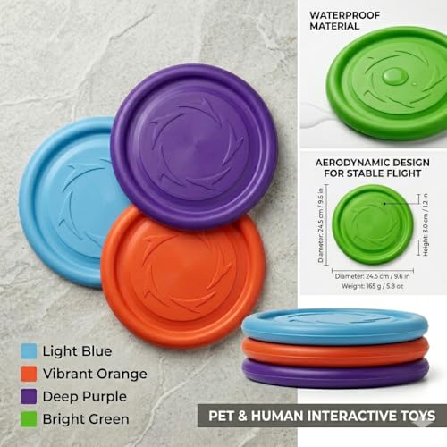 2-in-1 Flying Disc & Slow Feeder Dog Toy - 9.6" Large Floating Aerodynamic Frisbee, Durable Soft Rubber Chew Toy for Fetch, Water Play & Training (Orange) - color: Orange