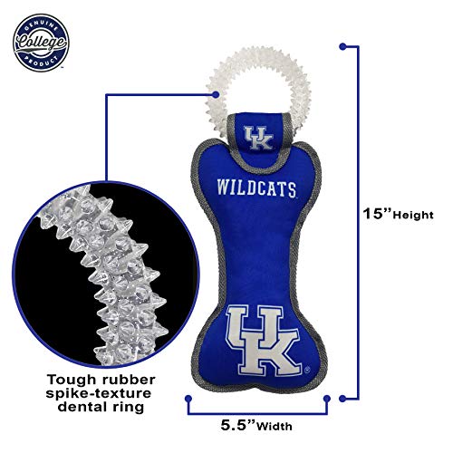 Pets First NCAA Kentucky Wildcats Dental Dog TUG Toy with Squeaker. Tough PET Toy for Healthy Fun, Teething & Cleaning Pets Teeth & Gum - color: Kentucky Wildcats