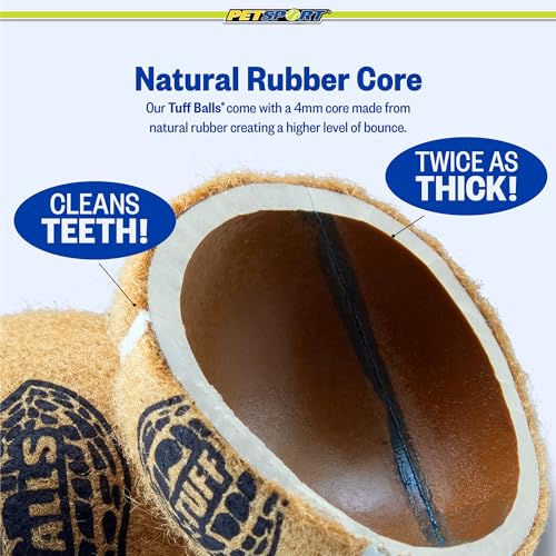PetSport Junior Peanut Butter Tuff Ball Dog Toys | 6 Pack Jr. (1.8") Pet Safe Felt & Durable Rubber Tennis Balls | Play Fetch, Chuck or Toss at Dog Park - size: 1.8 Inches ( Pack of 6 )