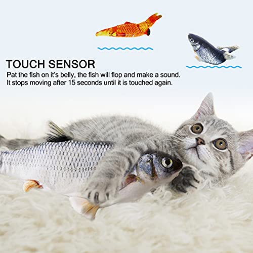 Tocirelo Cat Toys Interactive Flopping Fish with Catnip, Kitten Kicker Toy - color: Crusion+Redfish