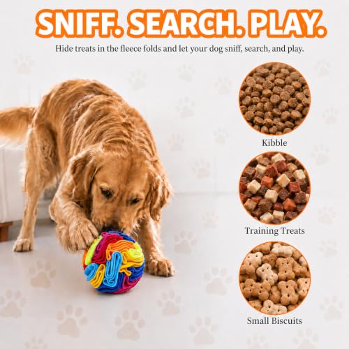 Snuffle Ball - Snuffle Ball for Small Dogs, Interactive Dog Toys to Keep Them Busy, Puppy Dog Puzzle Toy, Machine Washable - color: Rainbow-colored, size: Small
