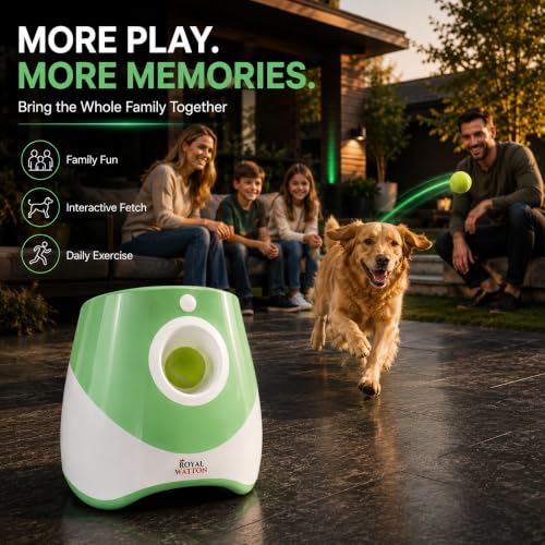 Automatic Dog Ball Launcher for Dogs with 10 Balls, Rechargeable Fetch Toy - color: Green