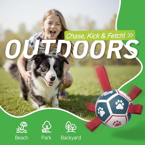 QDAN Small Dog Toys, Outdoor Indoor Toys to Keep Them Busy, Dog Soccer Ball - color: Red-Blue, size: Small Size 1 (5 Inch)