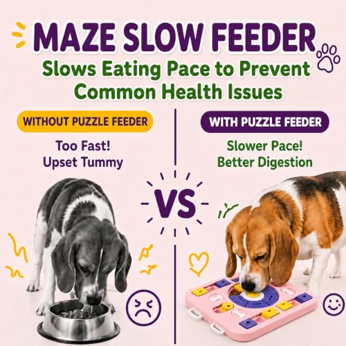 Interactive Dog Puzzle Toy, Maze Slow Feeder, 15.4 in - color: pink