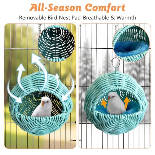 BNOSDM Bird Nest with Soft Pad Hanging Small Parrot Bed Set (Blue) - color: Blue Hanging Nest - G-Type