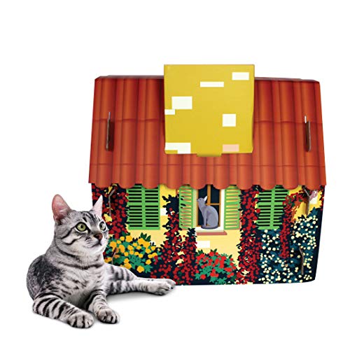 American Cat Club Cat House with Scratcher & Catnip included - Mediterranean Villa - style: Mediterranean Villa