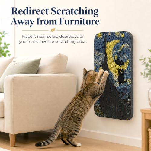 Cat Wall Scratcher, Art Cat Scratching Board for Indoor Cats - color: Starry Night