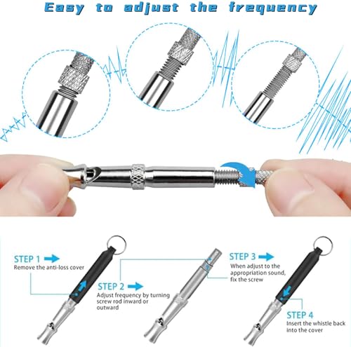 Dog Whistle,Adjustable Ultrasonic Silent Dog Whistle,Dog Whistle to Stop Barking Neighbors Dog,with Lanyard Professional Recall Dog Training Whistles,Dog Whistle to Make Dogs Come to You（B&W） (2)