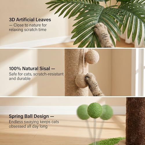 Cat Scratching Post for Indoor Cat Adult, 35 Inch Tall Tree Scratching Post
