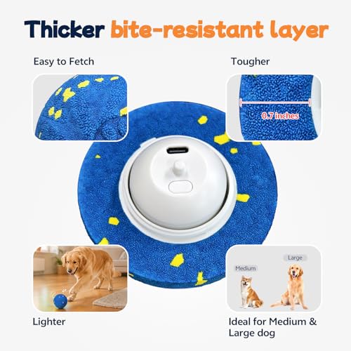 Smart Interactive Dog Toy Ball, 3 Automatic Bouncy Modes, Durable E-TPU Material for Chewing, Rechargeable and IPX7 Waterproof, Enrichment Moving Fetch Toy for Medium Large Dogs (Blue) - color: Blue