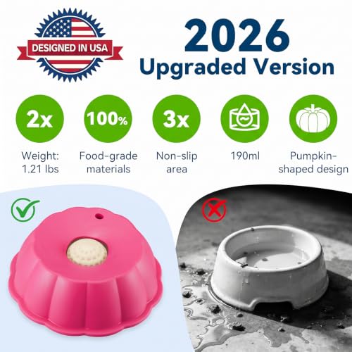 Dog Lick Bowl Ball Slow Feeder, Licking Bowl for Liquid Treat with Rolling Spin Sphere Roller Licker, Licky Feed Calming Anxiety Relief Enrichment Yogurt (Pink) - color: Pink Slow Feeder