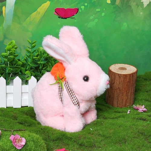 Easfan Walking Pink Bunny Interactive Plush Toy with Sounds for Kids 7" - style: Bunny_Pink_Carrot