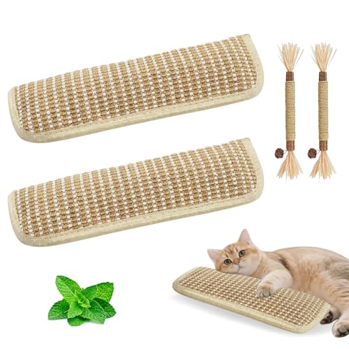 2 Pack 11.2 inch Sisal Pillow Catnip Toy for Cats with Silvervine Sticks, Cat Toys with A+ Organic Catnip Interactive Kicker Toy Scratch-Resistant Safe Chew Toy Teeth Cleaning for Indoor - size: 11.2 Inch x 3.3 Inch