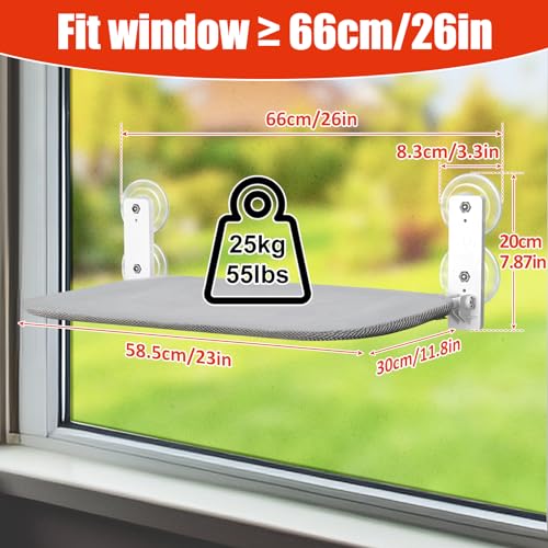 Sunhoo Cat Window Hammock Perch Cordless Perches Window Sill Seat Bed Foldable Stable Lounger Upgraded Suction Cup Easy Assembly Indoor Cats Kitty Shelf Hold Up to 55lbs (Grey, L) - color: grey, size: L