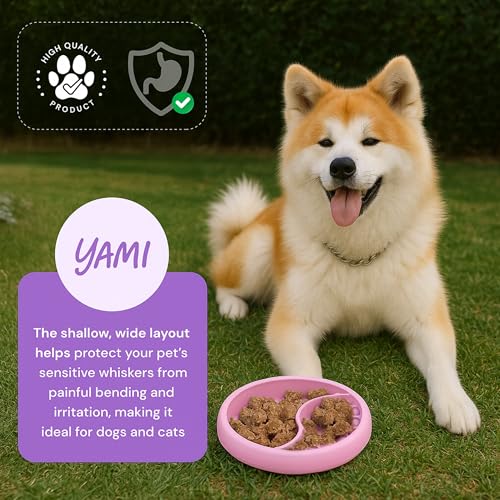 YAMI Dog Lick Bowl, Lick Mat for Dogs, Wet Food Cat Slow Feeder, Freeze Bowl, Enrichment & Puzzle Toy for Anxiety Relief, Food-Grade Silicone, Suction Cups, Dishwasher Fit, for All Breed (Light Pink) - color: Light Pink