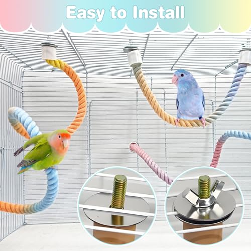 BNOSDM Bird Rope Perch 3 PCS Parakeet Climbing Toys Bendable Swing