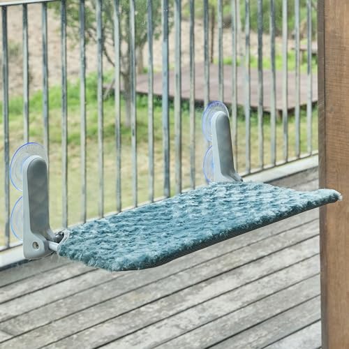 YUNIQUE Cat Window Perch, Upturned Edge Bracket, Portable Wall Hammock for Indoor Cat, Green - color: Green
