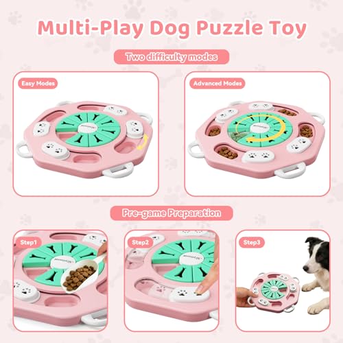 MateeyLife Dog Puzzle Toy, Interactive Dog Toys to Keep Them Busy, Enrichment Toys for Dogs, Treat Dispensing Dogs Toy with Slow Feeder for Smart Breeds, IQ Training, 2 Levels, 2 Packs