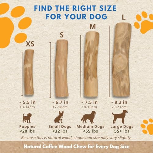 Set 3 of Coffee Wood Dog Chew Toy – Coffee Chew Stick for Small Dogs - Teeth Cleaning & Stress Relief – Safe, Durable & Eco-Friendly Dog Chew Toy (Small - Under 32 lbs) - size: Small
