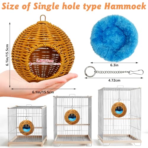 BNOSDM Bird Nest with Soft Pad Hanging Small Parrot Bed Set (Brown) - color: Brown Hanging Nest - Single-Hole Type