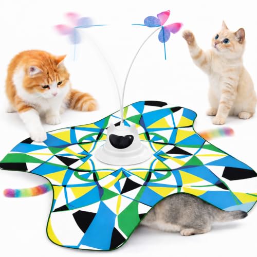 Interactive Cat Toy for Indoor Cats, 3-in-1 Automatic Tunnel Kitten Toy - color: Blue