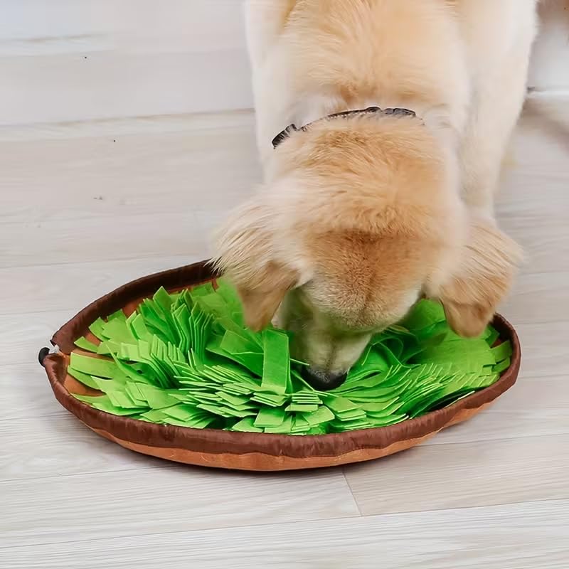 Pet Snuffle Mat for Dogs – Interactive Scent Training Pad, Round Slow Feeder for Boredom Relief, Encourages Natural Foraging Skills, No Batteries Needed, Indoor Outdoor Use, Green