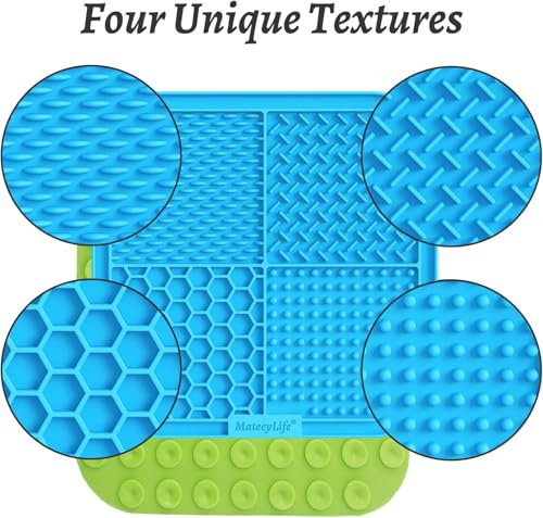 MateeyLife Lick Mat for Dogs & Cats, Slow Feeder Licking Pads for Boredom - color: Blue&Green, size: 6"x6"