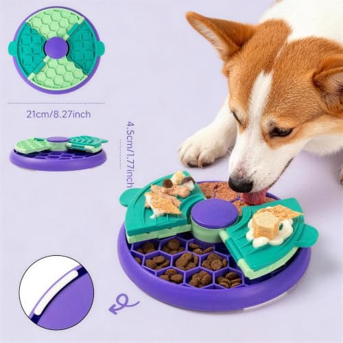 3-in-1 Slow Feeder Dog Bowl, Interactive Puzzle Feeder & Lick Mat - color: Flippable Puzzle Feeder (Purple)