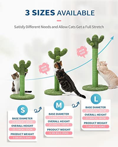Made4Pets Cactus Cat Scratching Post for Small Indoor Cats & Kittens, 21.7" - size: Small - 21.7"