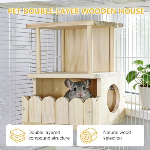 Chinchilla Hideout, Natural Wooden Hamster House Hideout - color: J