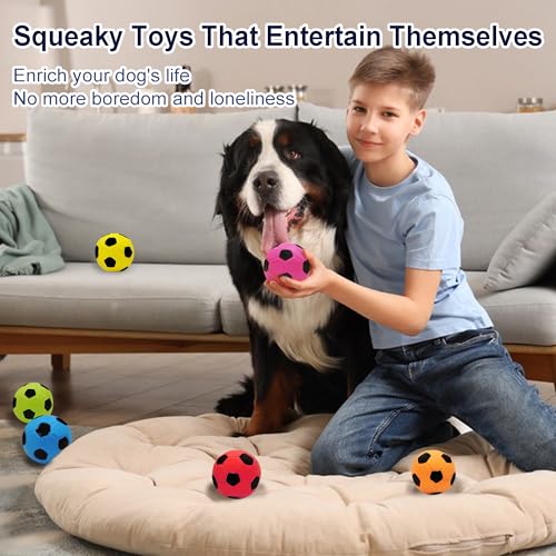 2.6'' Latex Squeaky Dog Soccer Ball Toys - Football for Small to Large Dogs, Vibrant Colors - 6 Pcs/Set - size: 2.6''