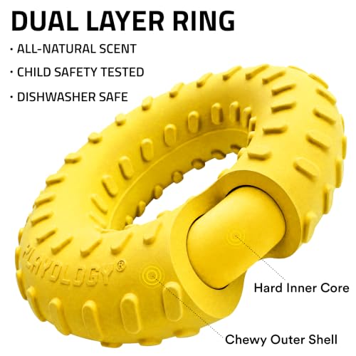 Playology Dual Layer Ring Dog Toy for Aggressive Chewers, Chicken Scent - size: Jumbo, style: Chicken