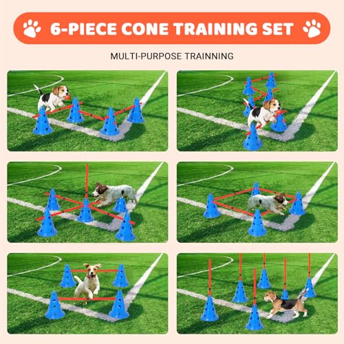 Garvee Dog Agility Hurdle Cone Set — 12 Cones & 6 Rods, Adjustable Height