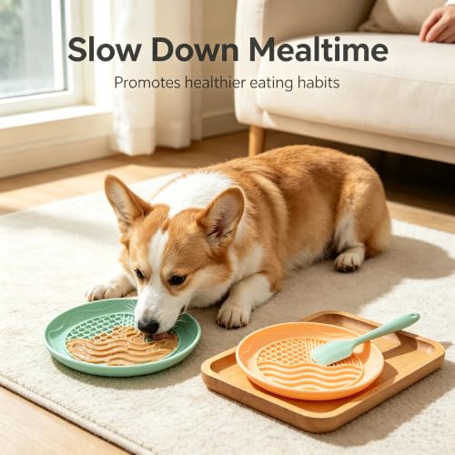 Dog Lick Mat, Dual Texture Slow Feeder with Suction Cups, 2 Pack