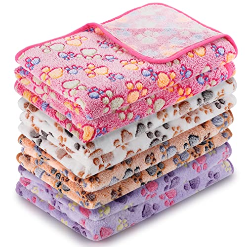 Tatuo 4 Pcs Fleece Dog Blankets for Puppy Cat, Mixed, 40 x 63 in, Paw - color: Mixed, size: 40 x 63 in