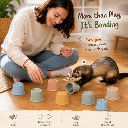Ferret Enrichment Interactive Foraging Treat Cups, 8pcs Stacking Set