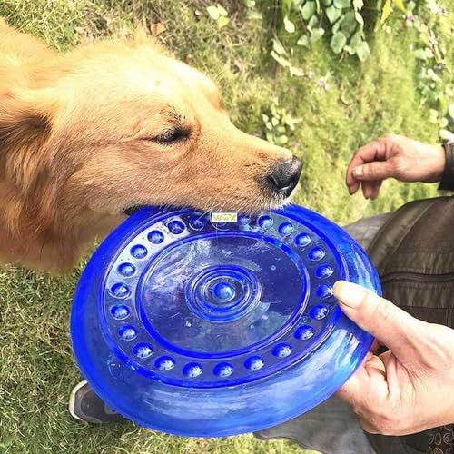 Dog Flying Discs Soft Teeth Cleanning Chew Toys,Rubber Material, Durable, Indestructible,2 Pack,18.5cm,90g,Blue and Purple Colors for Puppies Small Medium Dog Outdoor Training.