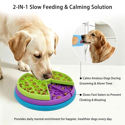 Puzzle Feeder Dog Bowl 3-Level Slow Feeder for Small to Large Breed - color: Blue