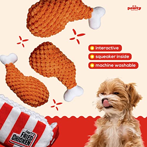 PAWTY Fried Chicken Interactive Dog Toy - Snuffle Nosework Puzzle with Squeaker - Pet Stress Relief Game - Nosework Hide Treat Food Puzzle - Medium Dog - Durable Cute Dog Gifts - style: PAWTY Fried Chicken
