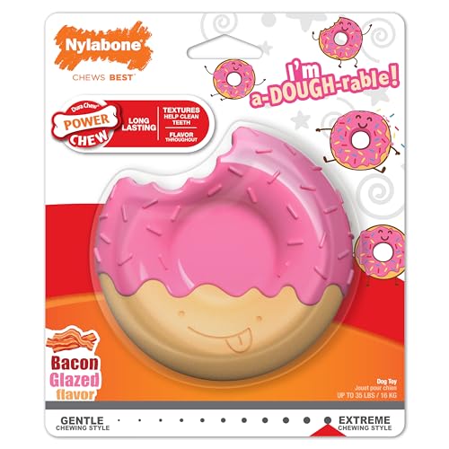 Nylabone Power Chew Donut Dog Chew Toy, Bacon Glazed Flavor, Medium - color: Donut, size: Medium