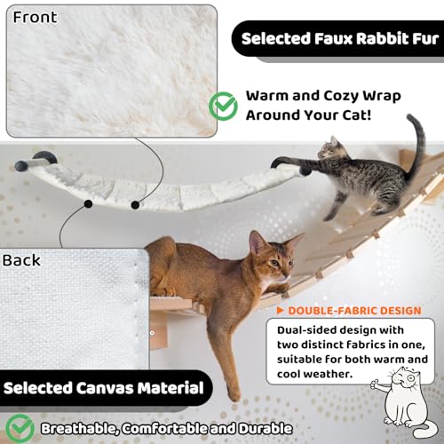 Cat Hammock Wall Mounted, Wall Mounted Cat Shelves, 35.43 x 12.99 in - color: Plush Long