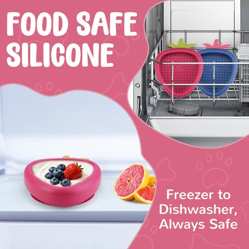 Freeze Dog Lick Bowl, Animire Non-Slip Slow Feeder Lick Mat for Dogs, Silicone Dog Enrichment Bowl for Distraction Anxiety Relief Boredom, BPA Free, Dishwasher Safe(Rose,S) - color: B- Rose, size: S