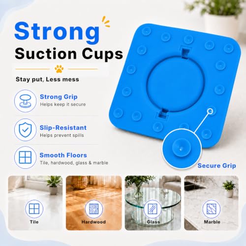 2-in-1 Slow Feeder Dog Bowl, Rolling Ball & Lick Mat, Large Blue