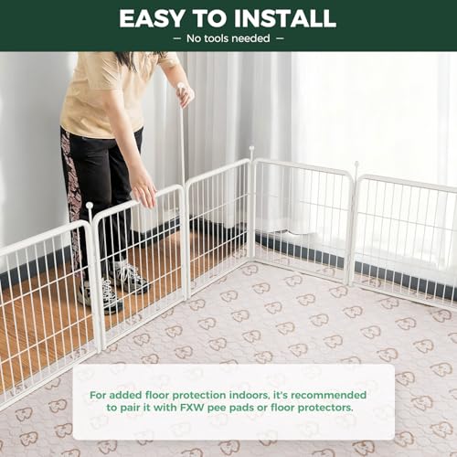 FXW Rollick Dog Playpen, Indoor, Yard & RV Camping, 24" H, 8 Panels - color: White, size: 24"H